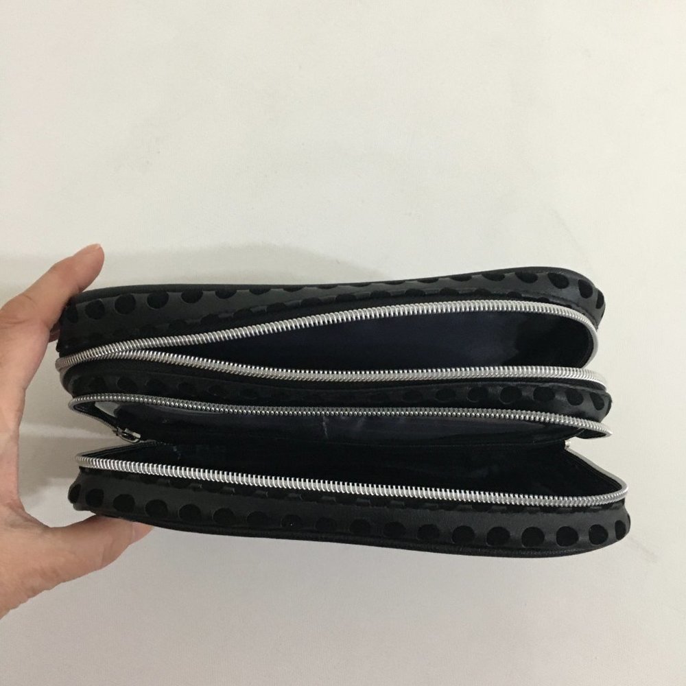 Faux Leather Double Zipper Closure Cosmetic Pouch Case - Rectangular - Picture 2 of 16